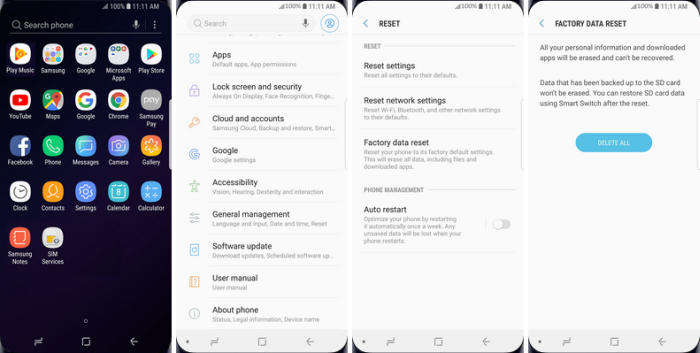 Factory Reset Samsung A01 via Settings Menu