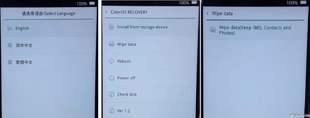 Wipe Data ColorOS Recovery