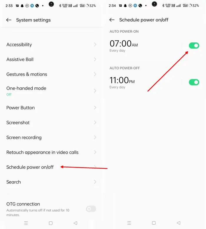 Schedule Power On Off Realme