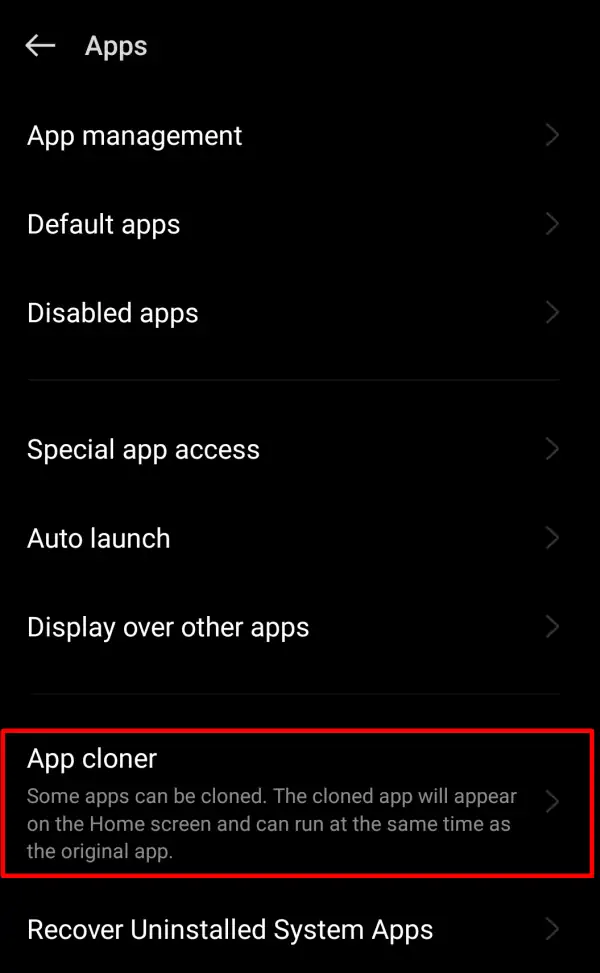 Select App Cloner Oppo