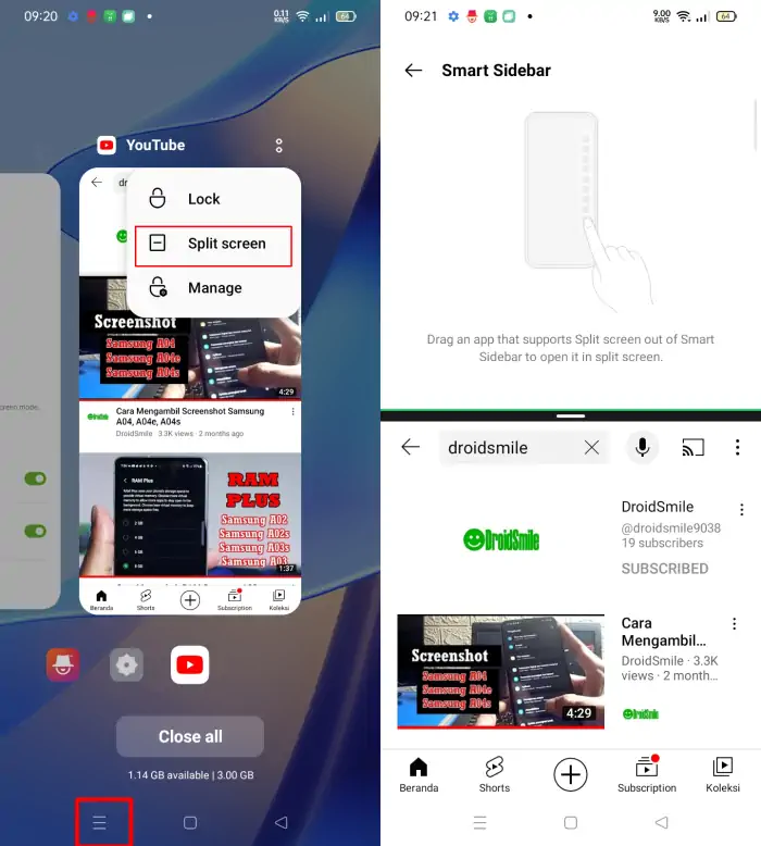 Split Screen on Oppo Using Recent Apps