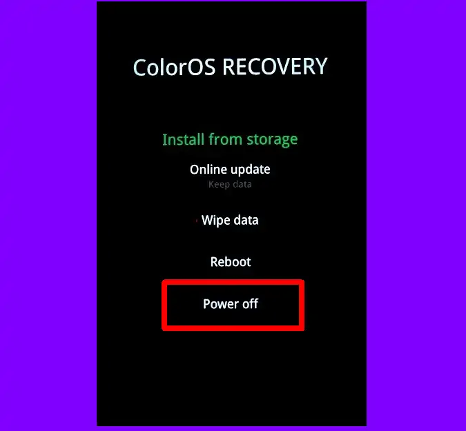 Power off via ColorOS Recovery